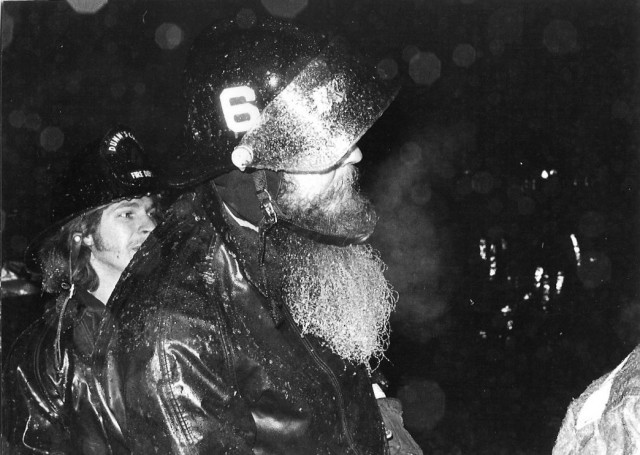 From the Archives:  FF Frank Champlin III is monitored after some smoke inhalation at the Krebs fire 12/28/77